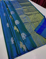 Chatoyant Firozi Soft Silk Saree With Sizzling Blouse Piece