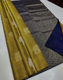 Demesne Mustard Soft Silk Saree With Mesmerising Blouse Piece