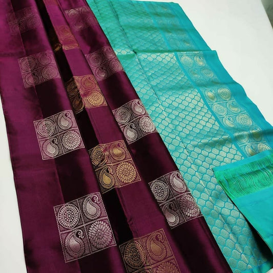 Pleasurable Wine Soft Silk Saree With Attractive Blouse Piece