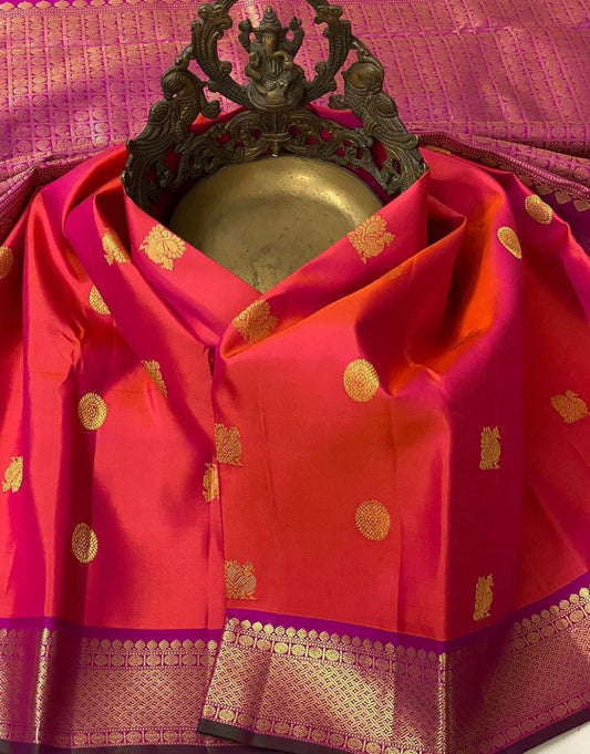 Redolent Orange Soft Silk Saree With Petrichor Blouse Piece