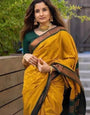 Conflate Mustard Soft Silk Saree With Embellished Blouse Piece