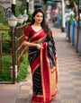 Extraordinary Navy Blue Soft Silk Saree With Majestic Blouse Piece