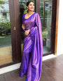 Confounding Blue Soft Kanjivaram Silk Saree With Fragrant Blouse Piece