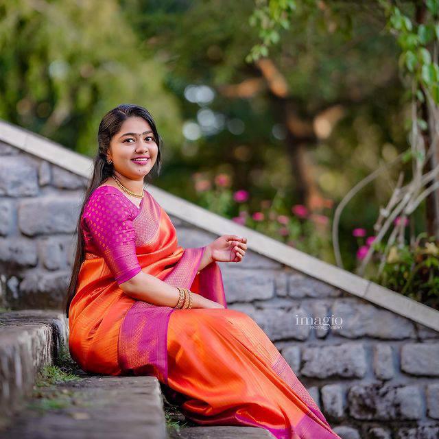 Refreshing Orange Soft Kanjivaram Silk Saree With Beautiful Blouse Piece