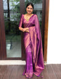 Wonderful Purple Soft Kanjivaram Silk Saree With Precious Blouse Piece