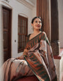 Luxuriant Grey Soft Silk Saree With Panoply Blouse Piece