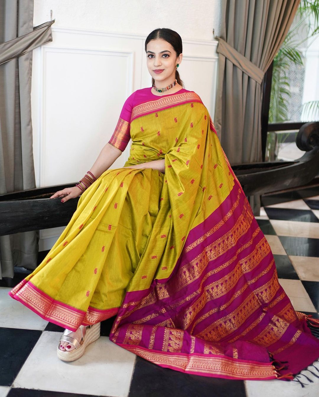 Marvellous Mustard Soft Banarasi Silk Saree With Precious Blouse Piece