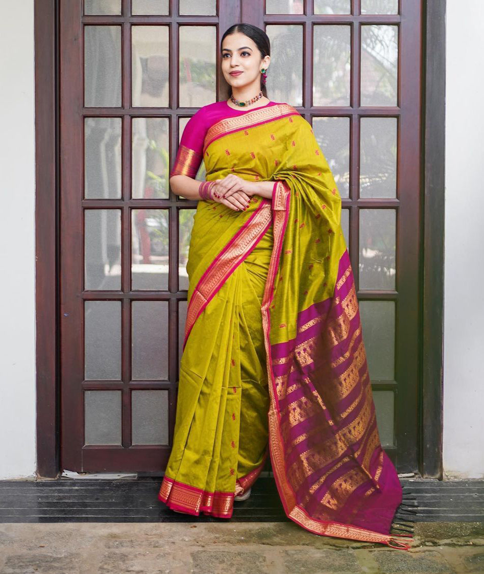 Marvellous Mustard Soft Banarasi Silk Saree With Precious Blouse Piece