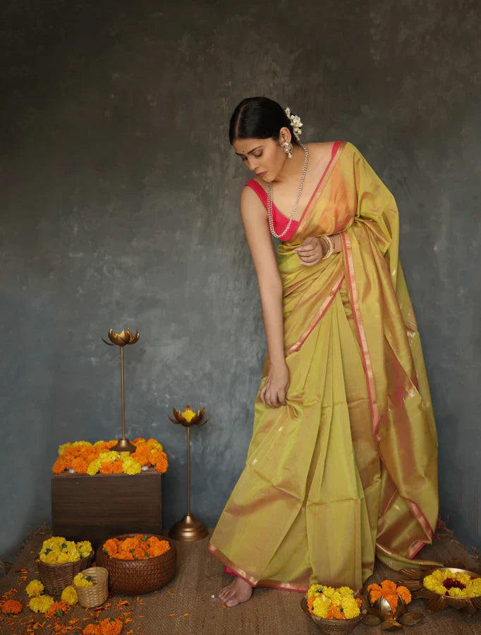 Chatoyant Mustard Cotton Silk Saree With Excellent Blouse Piece