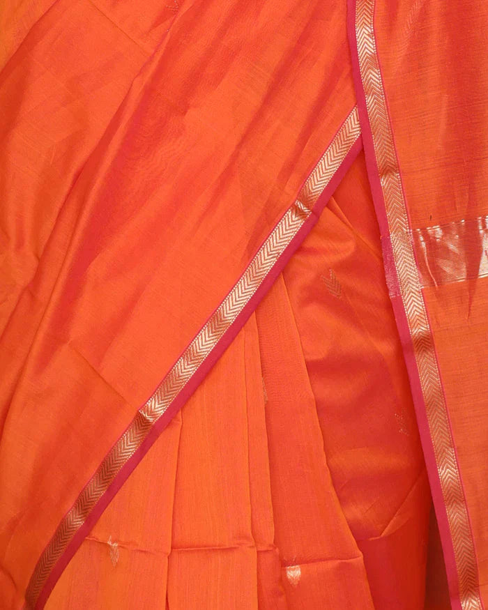 Scintilla Orange Cotton Silk Saree With Evanescent Blouse Piece