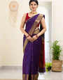 Assemblage Purple Cotton Silk Saree With Forbearance Blouse Piece