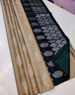 Classy Beige Soft Silk Saree With Rhapsody Blouse Piece