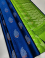 Innovative Blue Soft Silk Saree With Scrupulous Blouse Piece