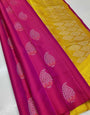 Trendy Dark Pink Soft Silk Saree With Ornate Blouse Piece