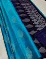 Amazing Firozi Soft Silk Saree With Enamoring Blouse Piece