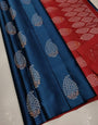 Flattering Navy Blue Soft Silk Saree With Luminous Blouse Piece