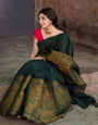 Refreshing Green Soft Silk Saree With Gorgeous Blouse Piece