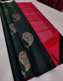 Imbrication Dark Green Soft Silk Saree With Beautiful Blouse Piece