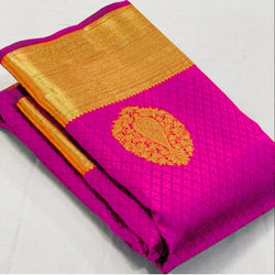 Stunning Dark Pink Soft Banarasi Silk Saree With Lissome Blouse Piece