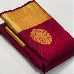 Blooming Maroon Soft Banarasi Silk Saree With Lissome Blouse Piece