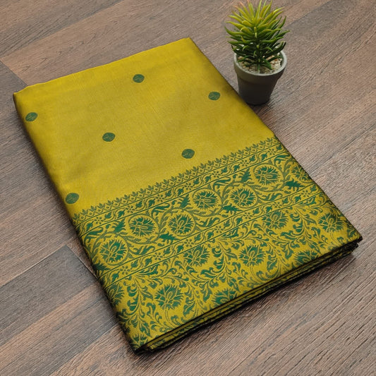 Amiable Mehandi Soft Silk Saree With Inspiring Blouse Piece