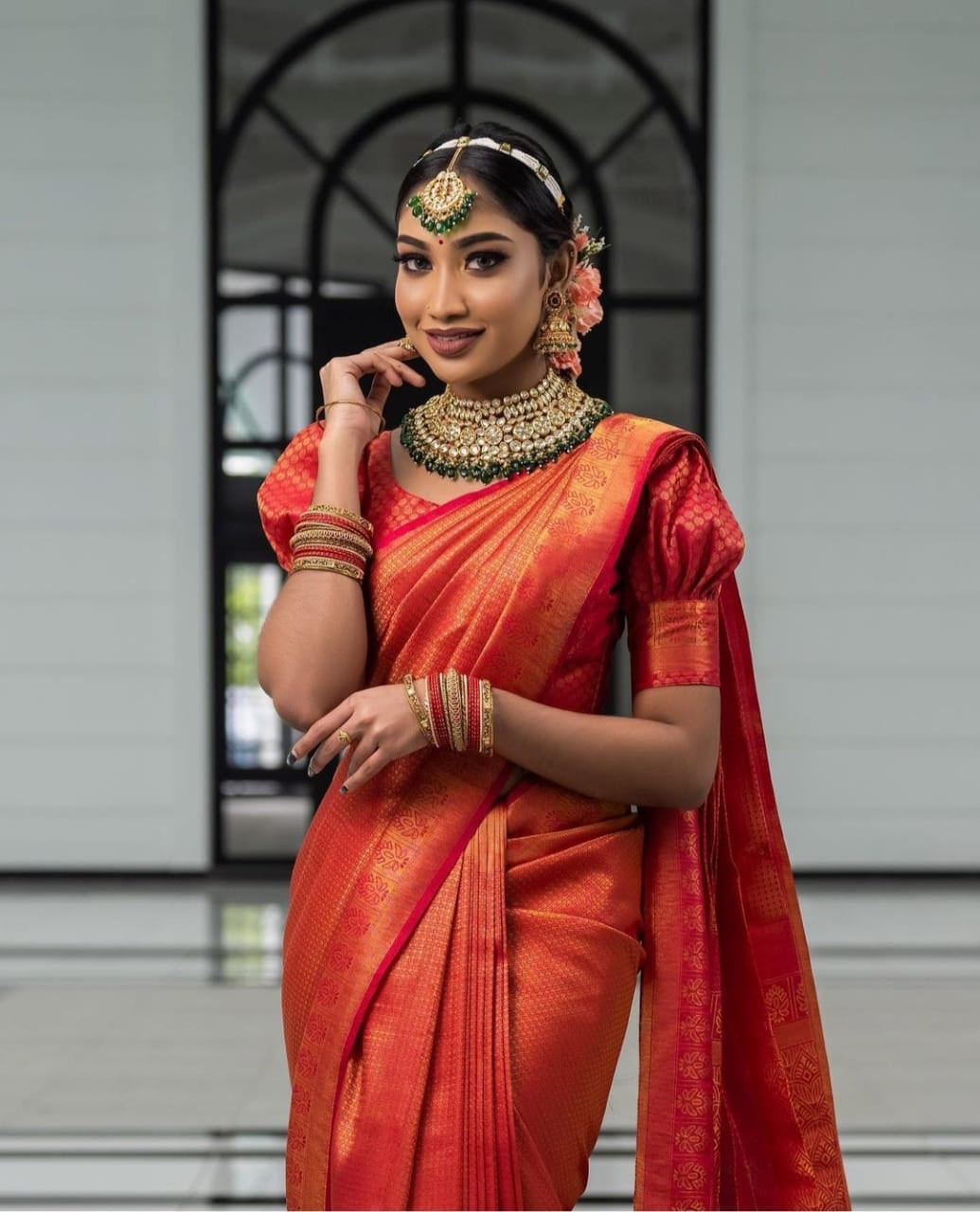 Traditional Red Soft Silk Saree with Energetic Blouse Piece