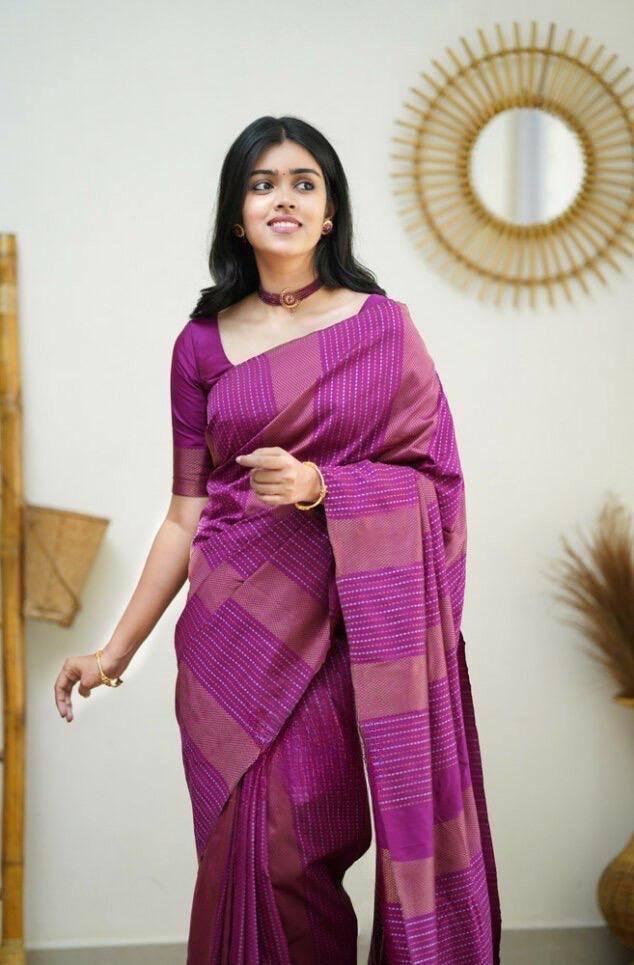 Fairytale Magenta Soft Silk Saree With Supernal Blouse Piece