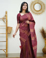 Traditional Maroon Soft Silk Saree With Luxuriant Blouse Piece