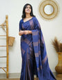 Desuetude Navy Blue Soft Silk Saree With Staggering Blouse Piece