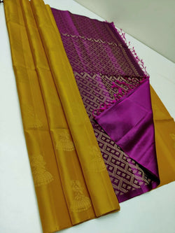 Lassitude Mustard Soft Silk Saree With Energetic Blouse Piece