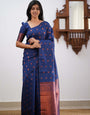 Dazzling Blue Soft Silk Saree With Unique Blouse Piece