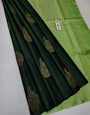 Beautiful Dark Green Soft Silk Saree With Effervescent Blouse Piece