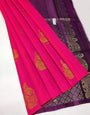 Eye-catching Dark Pink Soft Silk Saree With Mellifluous Blouse Piece