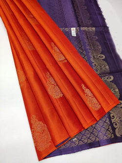 Surpassing Orange Soft Silk Saree With Engrossing Blouse Piece