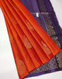 Surpassing Orange Soft Silk Saree With Engrossing Blouse Piece