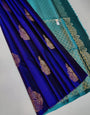 Radiant Royal Blue Soft Silk Saree With Opulent Blouse Piece