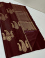 Cynosure Brown Soft Silk Saree With Eloquence Blouse Piece