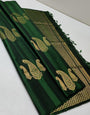 Entrancing Dark Green Soft Silk Saree With Ephemeral Blouse Piece