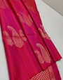 Demesne Dark Pink Soft Silk Saree With Murmurous Blouse Piece