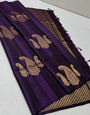 Snappy Purple Soft Silk Saree With Incomparable Blouse Piece