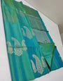 Woebegone Firozi Soft Silk Saree With Gratifying Blouse Piece