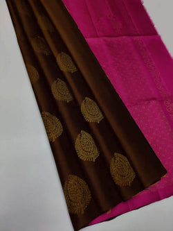 Lagniappe Brown Soft Silk Saree With Ornate Blouse Piece