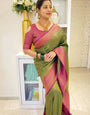 Palimpsest Green Soft Silk Saree With Surreptitious Blouse Piece