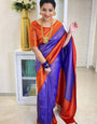 Dissemble Royal Blue Soft Silk Saree With Improbable Blouse Piece