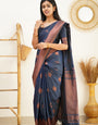 Staring Navy Blue Soft Silk Saree With Beautiful Blouse Piece