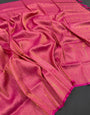 Vestigial Dark Pink Kanjivaram Silk Saree With Moiety Blouse Piece