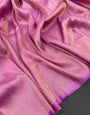 Susurrous Pink Kanjivaram Silk Saree With Seraglio Blouse Piece