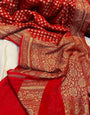 Scintilla Red Soft Banarasi Silk Saree With Ideal Blouse Piece