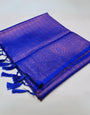 Evanescent Royal Blue Kanjivaram Silk Saree With Incredible Blouse Piece