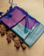 Efflorescence Firozi Kanjivaram Silk Saree With Elegant Blouse Piece